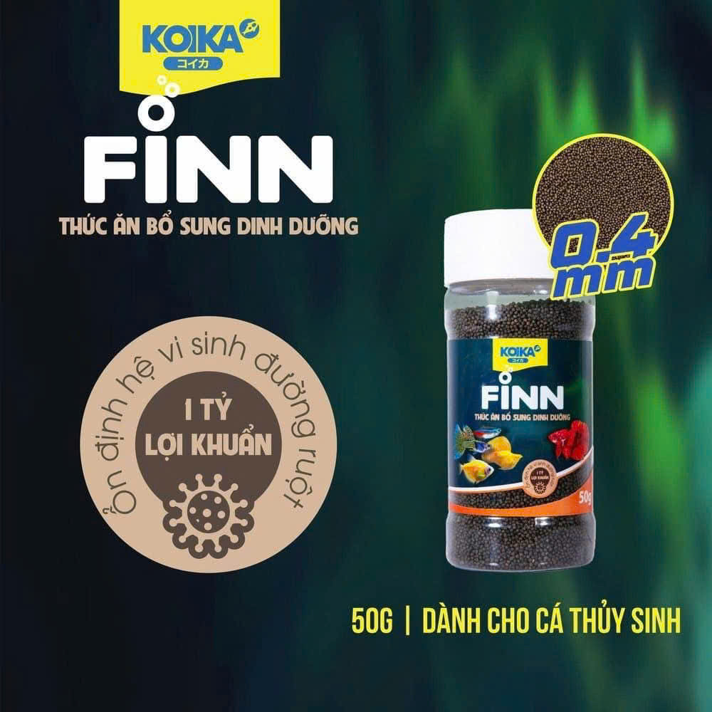 KoiKa FINN Hủ 50gram Cám Dinh Dưỡng Cho Cá Cảnh Thủy Sinh, Guppy, Beta,...(1 tỷ lợi khuẩn)