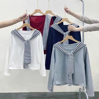 Áo Cardigan bigsize nữ  tay dài cổ tròn mềm mịn vải nỉ tăm kèm khăn thủy thủ xinh xắn cho nàng Chuppy  - A310+A195