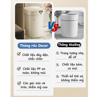 Thùng Đựng Rác 15L Nắp Đậy Tự Xoay Hiện Đại MAISON, Thùng Rác 10L Chất Liệu Nhựa PP Cao Cấp