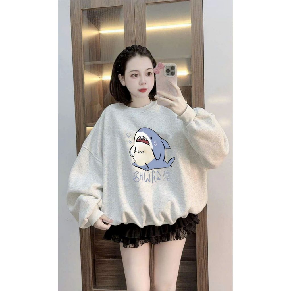 Áo nỉ da cá SWEAR cổ tròn dài tay mùa đông bigsize 40-70kg mùa đông -hình con cá mập-QUANAO94