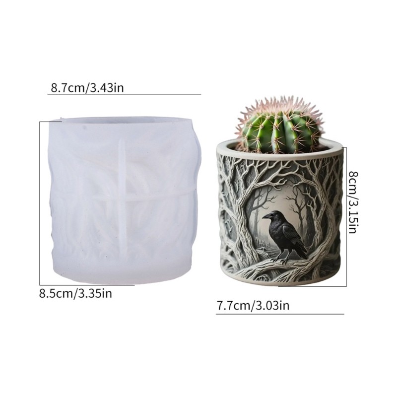 Wellb Thủ Công Silicon Crow Khuôn Silicon Kết Cấu Cho Nhựa Độc Đáo Nghệ Thuật Sáng Tạo Trang Trí Trồng Cây Và Hiện Tại Maki