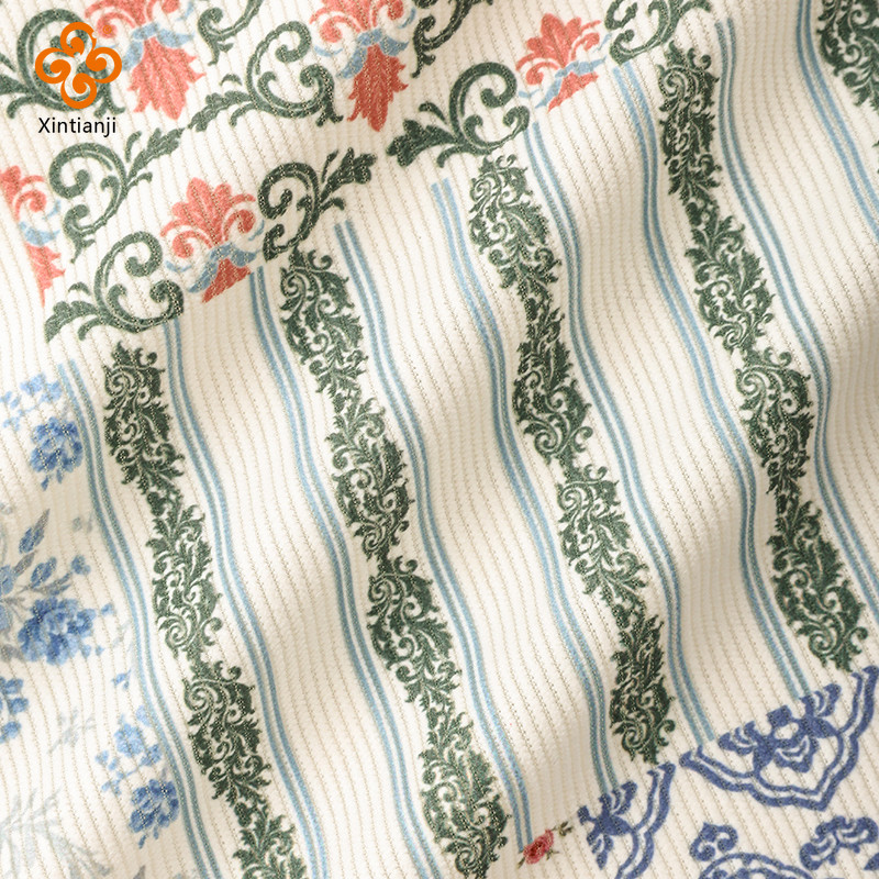 Vải nhung họa tiết hoa màu xanh hồng, ấm áp, phù hợp DIY may quần áo và trang trí nội thất - 0,5 Yard