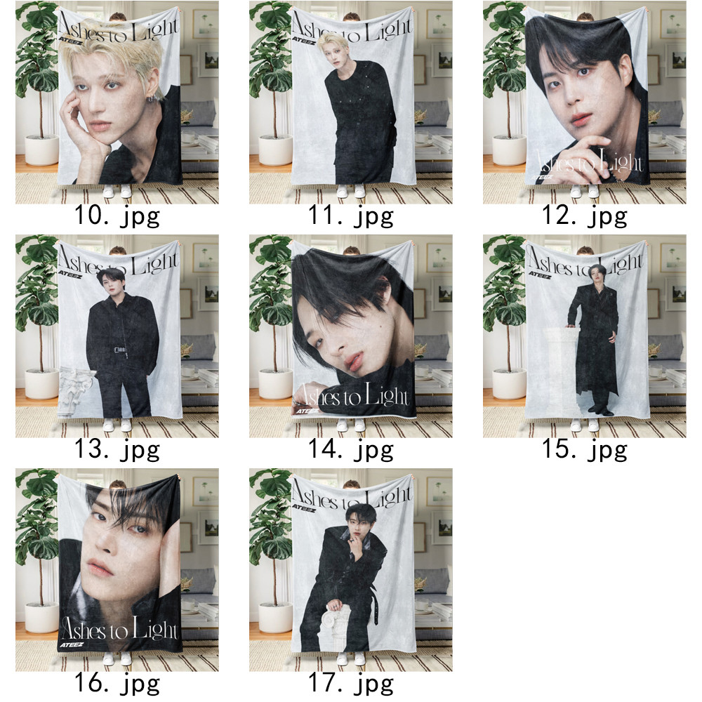 Chăn Flannel in một mặt Kpop ATEEZ cho ghế Sofa, giường ngủ, văn phòng hoặc du lịch