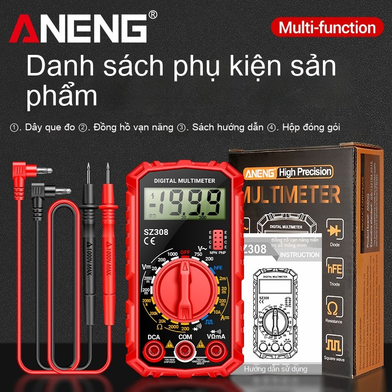 Bút Thử Điện Đồng Hồ Vạn Năng Đồng Hồ Đo Điện Ampe Kìm Mini Kỹ Thuật Số Đa Chức Năng Bảo Trì Điện