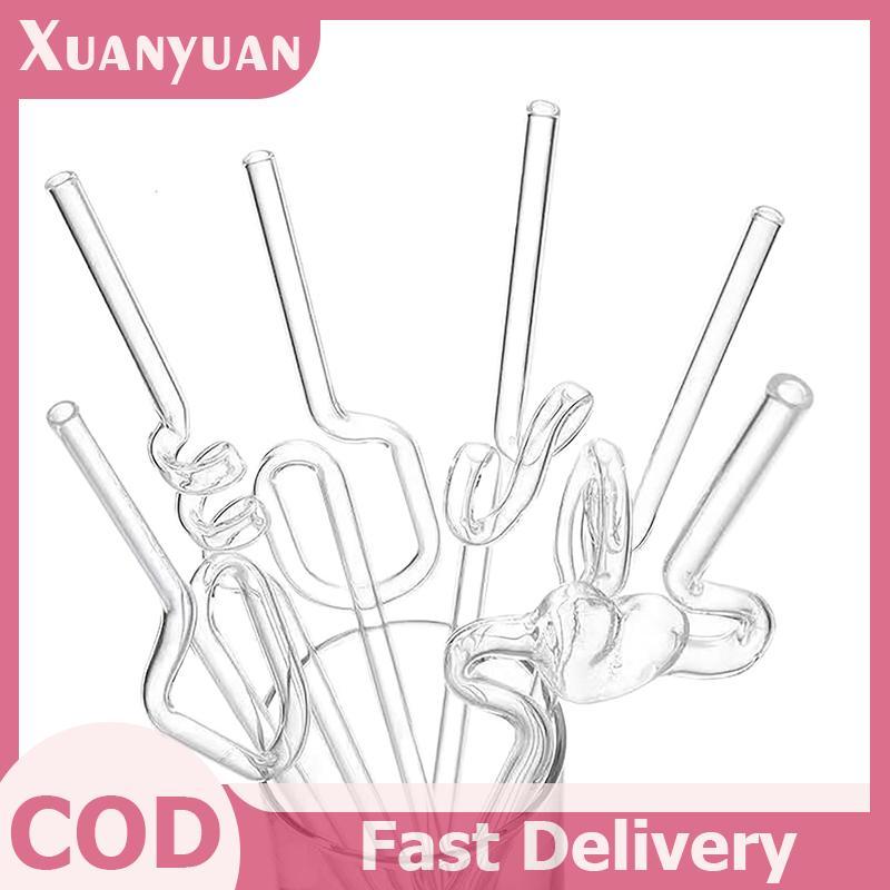 XUAN Sáng Tạo Chịu Nhiệt Trong Suốt Trà Sữa Nước Có Thể Tái Sử Dụng Thủy Tinh Xoắn Ống Hút Thân Dài Sip VN