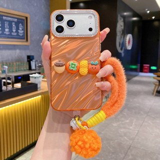 Ống Kính Kim Cương 3D Hoa Hồng Mọi Thứ Đi Tốt Màu Cam Wrsit Dây Đeo Ốp Lưng Điện Thoại iPhone 17Promax 16Promax 11 12 13 14 15 Pro Max 15Plus Chống Sốc Nữ Điện Thoại Di Động