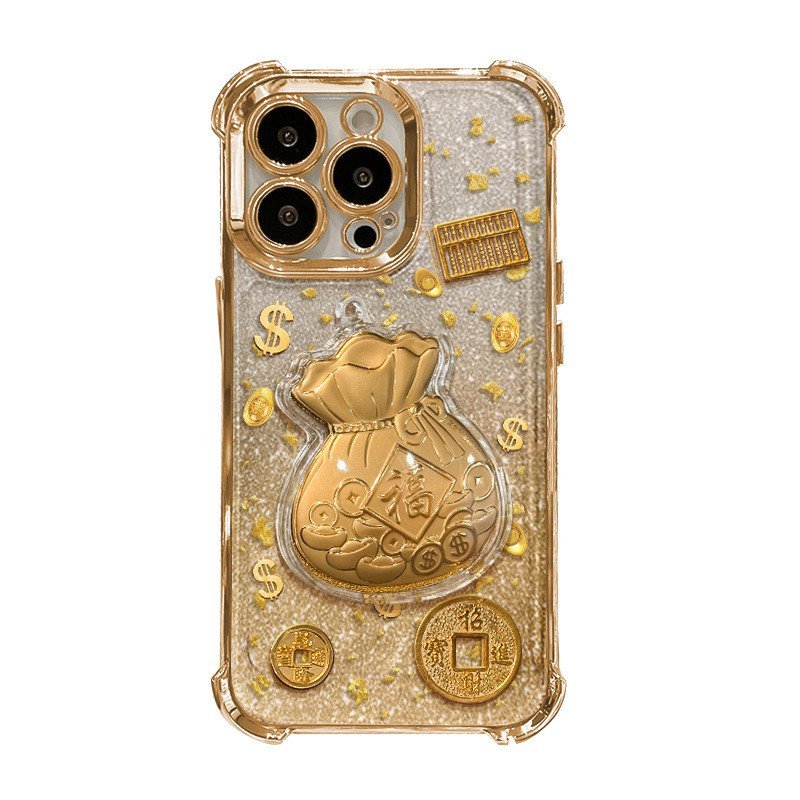 Giấy Vàng May Mắn Túi Miếng Dán Thích Hợp Cho 17promax Vỏ Điện Thoại iphone15 Mạ Điện Chống Sốc 16 Nữ Mới 14