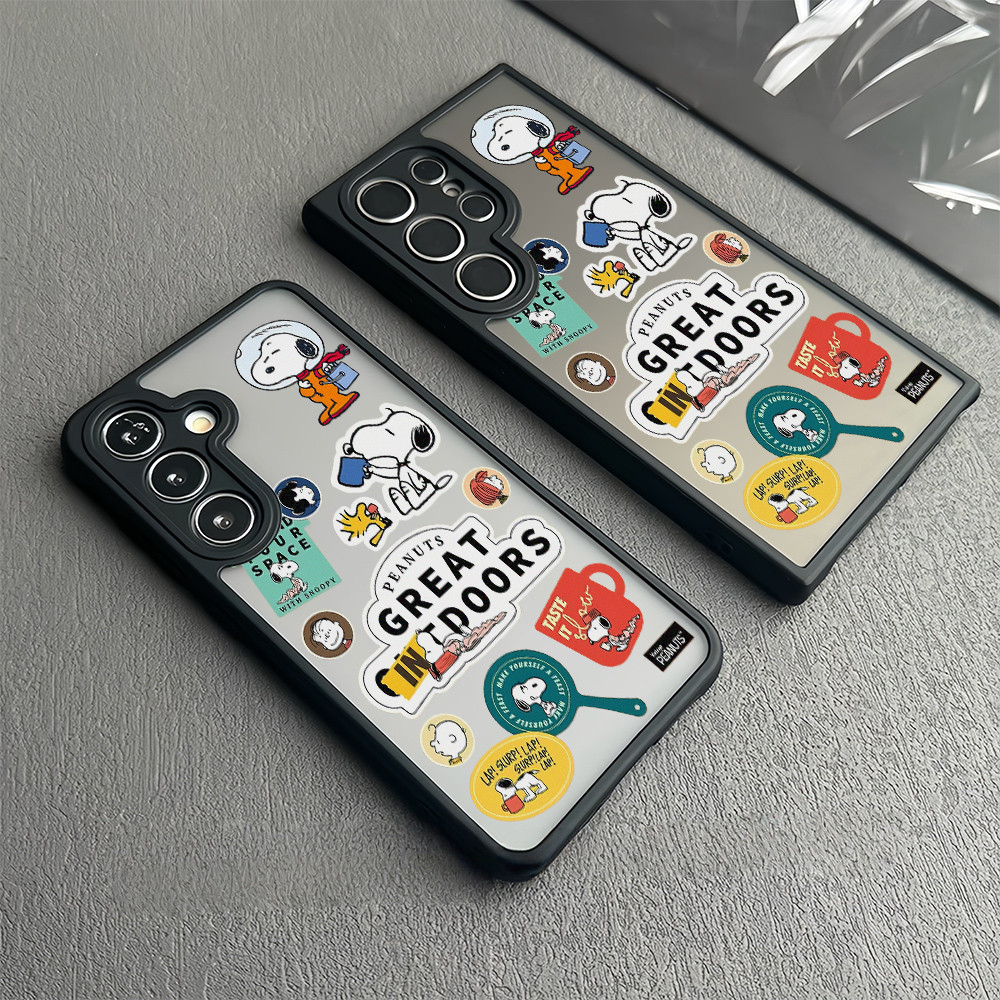 Ốp Điện Thoại Trong Suốt Cứng Snoopy Đậu Phộng Cho Samsung S25 Ultra S25FE S24Ultra S23 S22 A17 A16 A15 A07 A06 A56 A36 A26 A53 A55 Vỏ Trong Suốt Samsung Chống Sốc