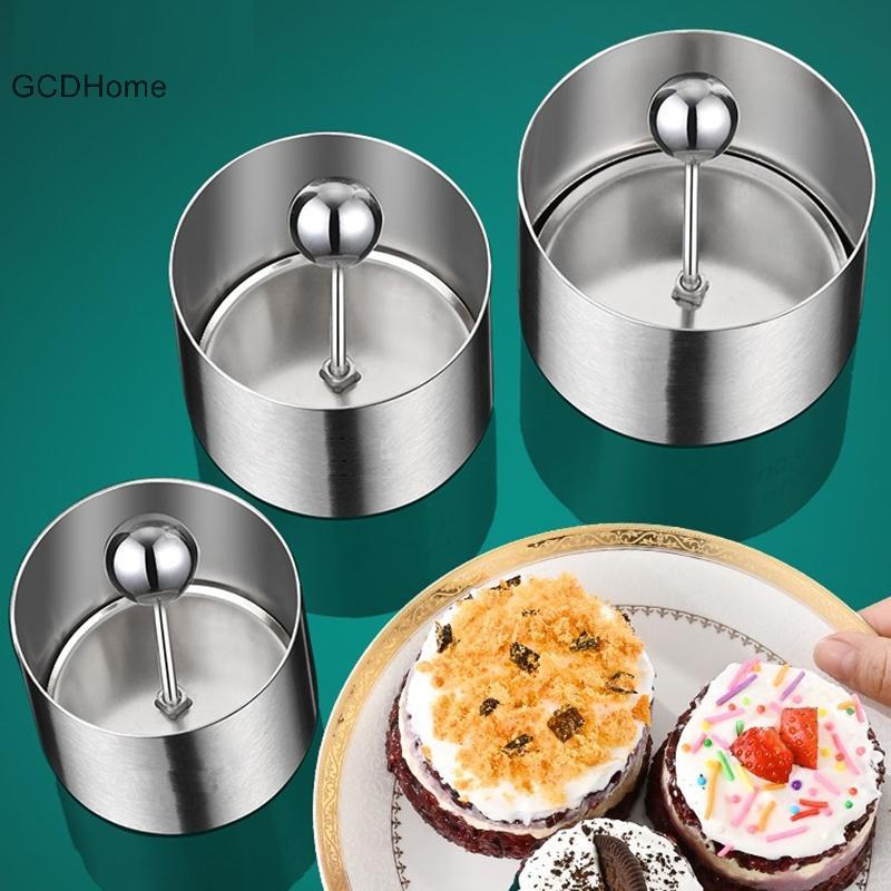 GCDHome Mới Khuôn Cơm Tròn Có Đẩy Thép Không Gỉ Món Tráng Miệng Mousse Bánh Vòng Dễ Dàng Demoulding Sushi Làm Khuôn Dụng Cụ Nhà Bếp HOT