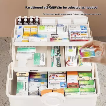 YIBAR 1 Hộp Thuốc Gia Đình Dung Tích Lớn Hộp Bảo Quản Thuốc Phân Loại Nhiều Lớp Hộp Thuốc Di Động Sơ Cứu Bộ Y Tế Mới