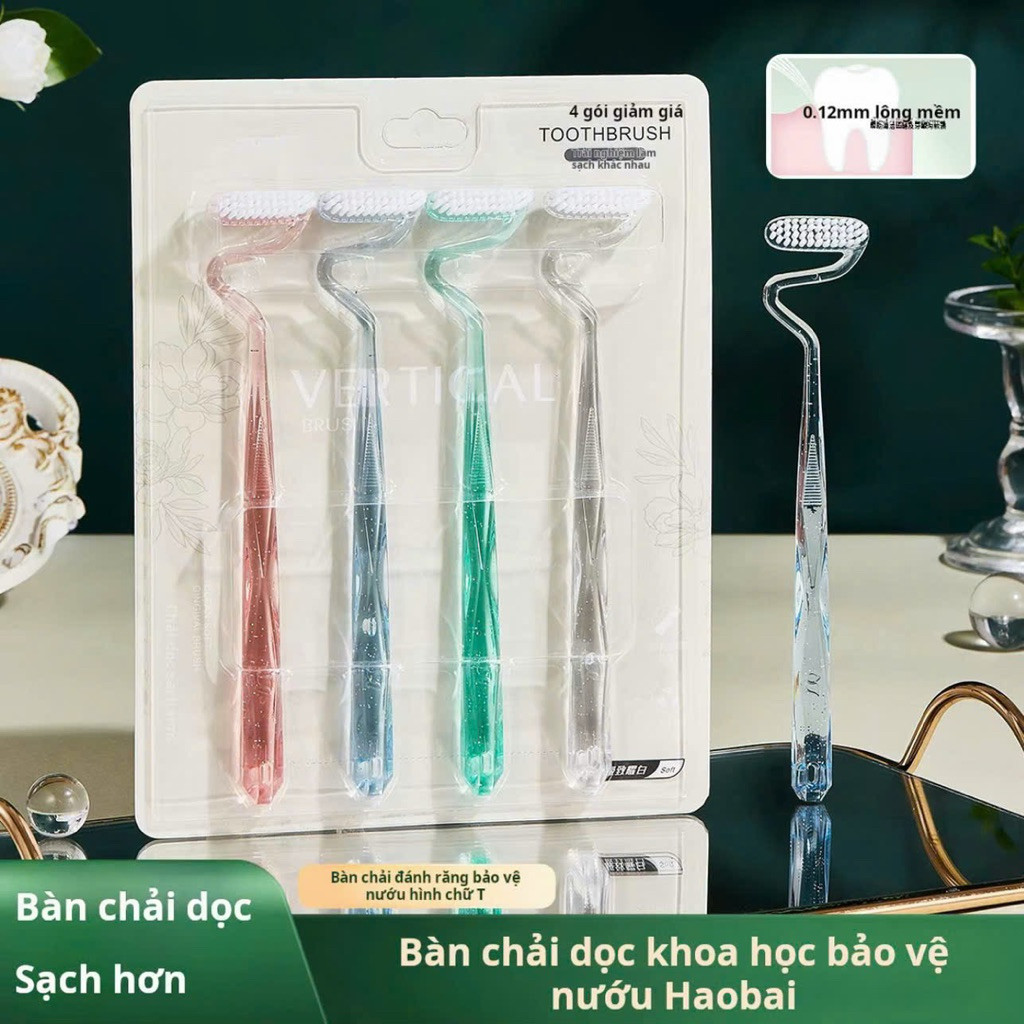 Set 4 Bàn chải đánh răng hình chữ S Bàn chải làm sạch cong hình chữ S sáng tạo