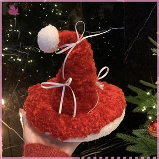 Kẹp bên Giáng sinh thực tế Mũ Giáng sinh Ông già Noel Kẹp tóc Lông thú ngọt ngào Nơ Giáng sinh Barrette Clip Đạo cụ ảnh ngọt ngào [MỚI]