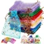 ICUCKO 10 / 20 Túi Quà Tặng, Túi Dây Rút Organza Nhiều Màu, Túi Bao Bì Trang Sức Ngôi Sao Mặt Trăng Cho Tiệc Cưới