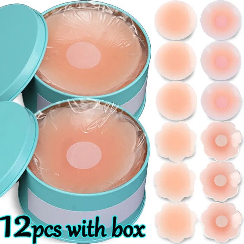Miếng dán núm vú silicone vô hình, có thể tái sử dụng - 12/24 miếng