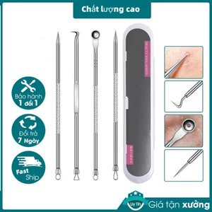 Bộ 4 Món Que Nặn Mụn Đầu Đen, Trứng Cá, Cám Thần Thánh Siêu Mịn Tế Bào Mụn Sạch Dụng Cụ