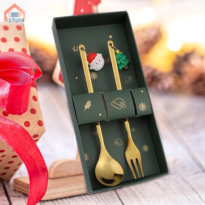 Bộ thìa và nĩa Giáng sinh Bộ đồ ăn Giáng sinh để uống Nước ép sữa lắc