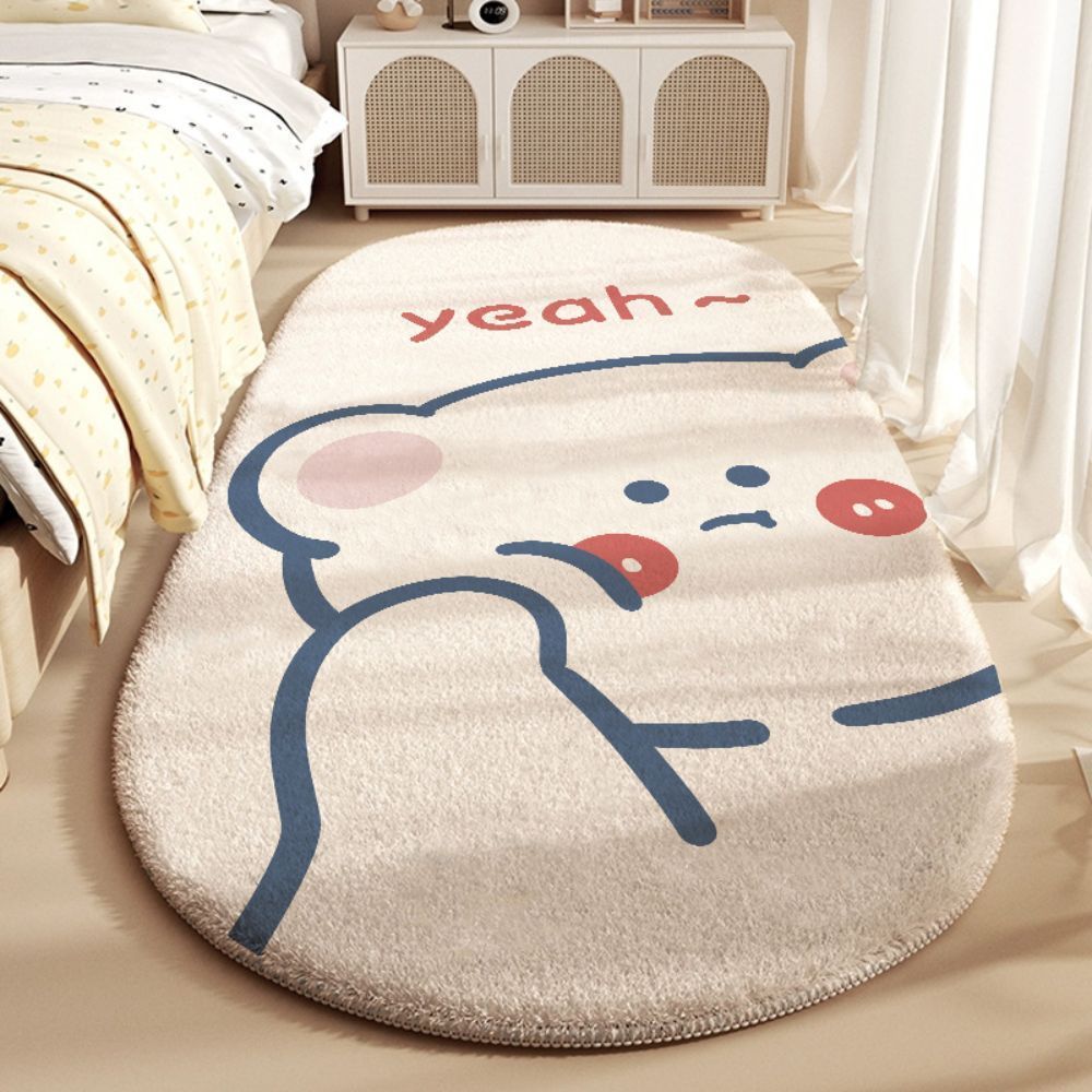 Thảm Trải Sàn Hoạt Hình Dễ Thương Giả Cashmere Lông Cừu Mềm Mịn Chống Trượt Decor Phòng Ngủ
