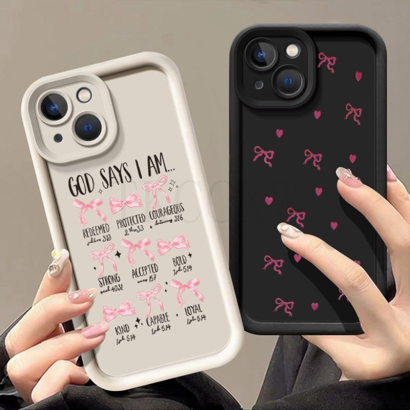 Tương thích với Xiaomi 14T 15T Pro Mi 9T Pro Poco C85 C75 C71 F6PRO M7 M6 4G Màu Hồng Tình Yêu Nơ Họa Tiết Silicon Mềm