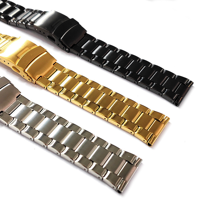 Bán Chắc Chắn Thép Không Gỉ Dây Đeo Đồng Hồ 20 Mm 22 Mm 24 Mm Dây Đeo Đồng Hồ Vàng Đen Bạc 3 Hạt Diver Lặn Tổng Thống Đồng Hồ Vòng Tay Nam Nữ