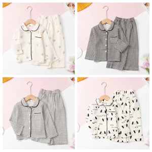 Bộ thu đông pijama, Bộ pyjama bé gái dài tay thu đông size 2 đến 8 tuổi