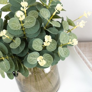 Nhân Tạo Bạch Đàn Lá Cây Giả Thẩm Mỹ Trang Trí Nhà Bắc Âu Trong Nhà Phòng Cưới DIY Cây Xanh Nhánh Lá Cảm Ứng Thật Nhựa Trang Trí Màn Hình Chống Đỡ Sắp Xếp Hoa