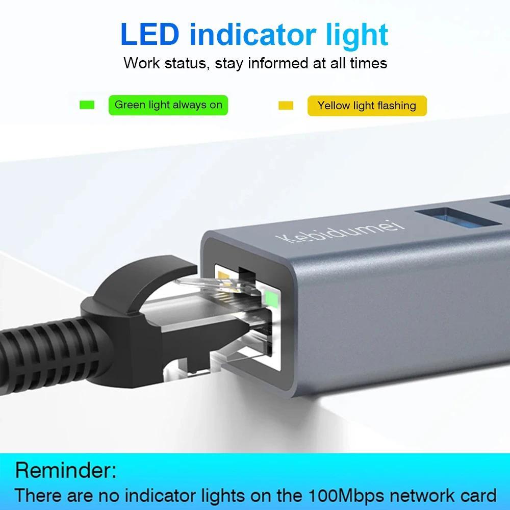 [Sẵn sàng] Bộ chuyển đổi USB 3.0 HUB 1000Mbps USB Ethernet 4 trong 1 Cổng HUB USB sang Rj45 Gigabit Ethernet cho máy tính xách tay MacBook Máy tính PC