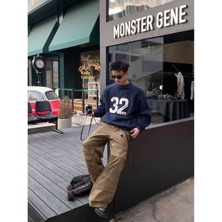 Áo hoodie cổ tròn thêu họa tiết cổ điển kiểu Mỹ, phù hợp nam và nữ