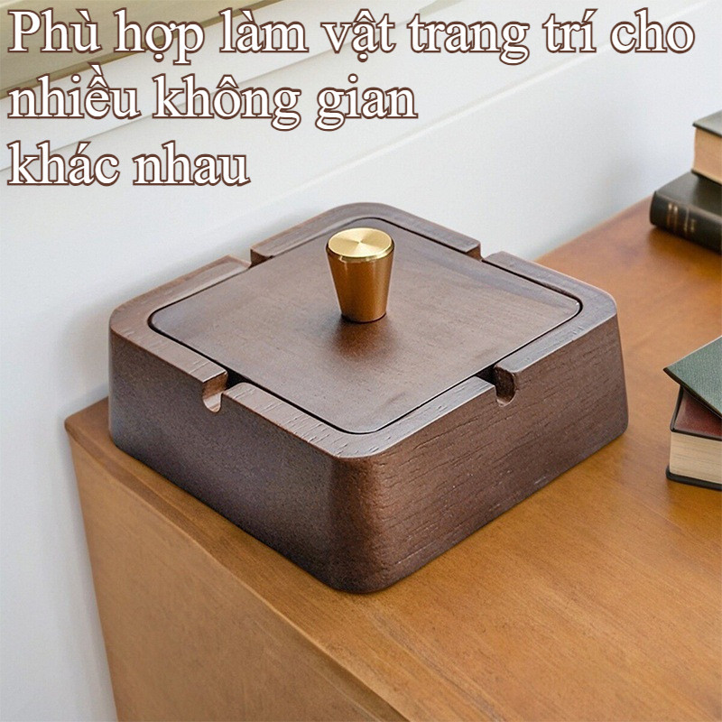 Đồ Trang Trí Nhỏ Bằng Gỗ Thật Với Nắp Kim Loại, có nắp ngăn tro bay, lõi bằng thép không g