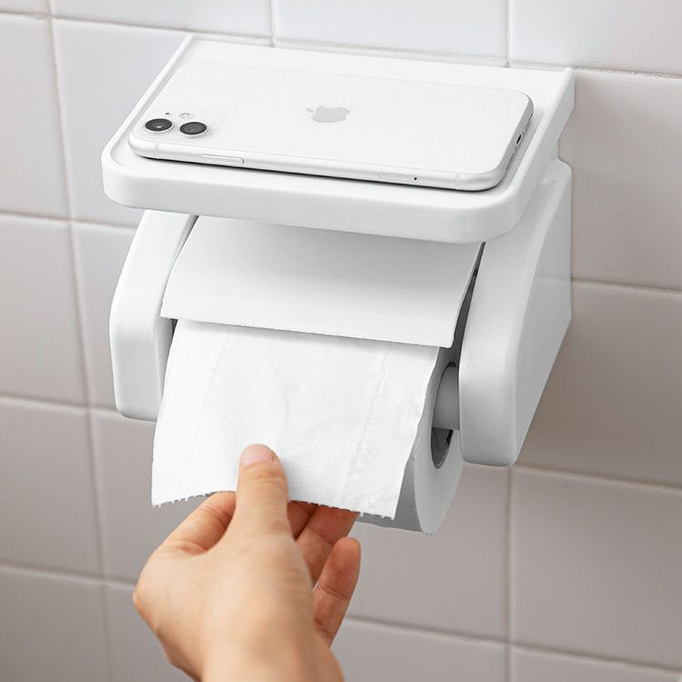 Chất liệu nhựa, Giá đỡ khăn giấy treo tường, Nhà không đục lỗ, Giá đỡ cuộn chống bụi phòng tắm, Giá đựng giấy vệ sinh điện thoại di động