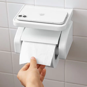 Chất liệu nhựa, Giá đỡ khăn giấy treo tường, Nhà không đục lỗ, Giá đỡ cuộn chống bụi phòng tắm, Giá đựng giấy vệ sinh điện thoại di động
