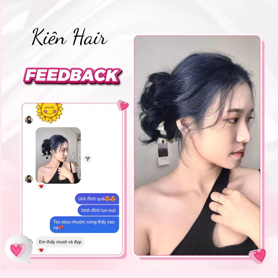 Thuốc Nhuộm Tóc Màu XANH ĐEN KHÓI Không Tẩy, lên từ nền đen, tặng kèm trợ nhuộm | Trunghair