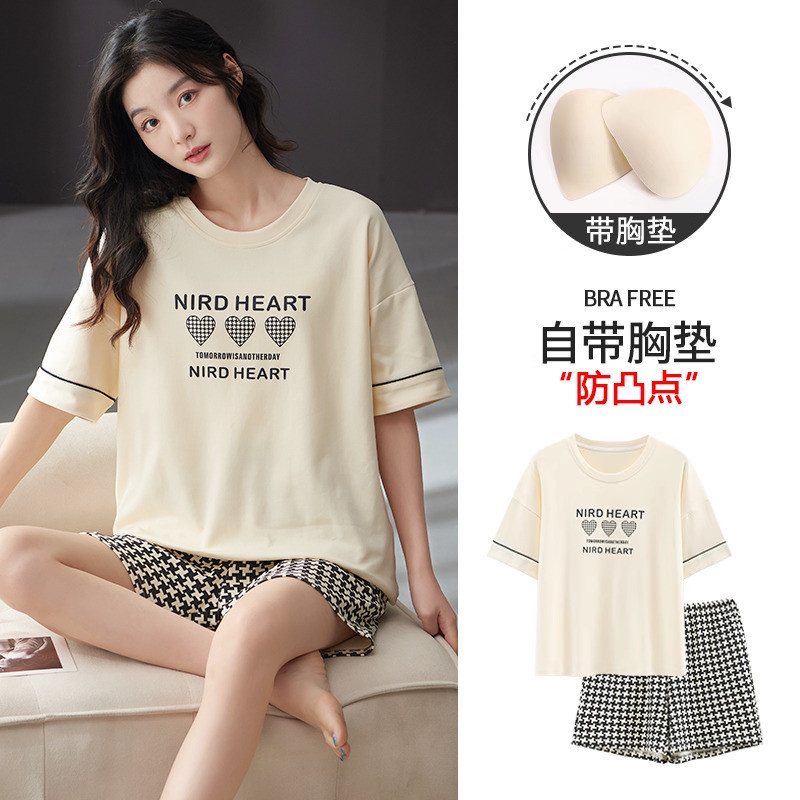 Shop Bộ Đồ Ngủ Nữ Có Miếng Lót Ngực Quần Short Tay Ngắn Plus Kích Thước Loungewear Phù Hợp Với Hoạt Hình Đồ Lót Không Gọn Mát Có Thể Đeo Bên Ngoài