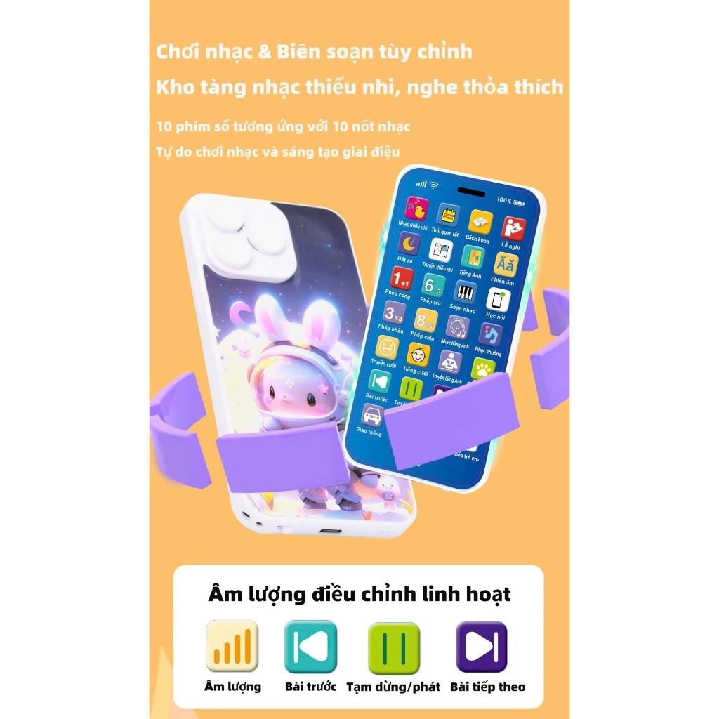 [Tiếng Việt] Điện Thoại Đồ Chơi Giáo Dục Sớm Trẻ Em – Hát Thiếu Nhi, Nhạc Ru Ngủ, 1- 6 tuổi Mibaby