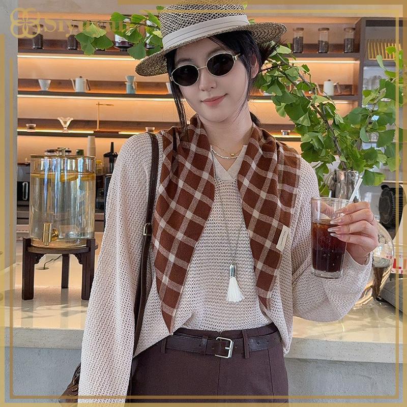 Siyuyan Melard Khăn Tam Giắc Retro Cao Cấp, Thời Trang Cho Nữ