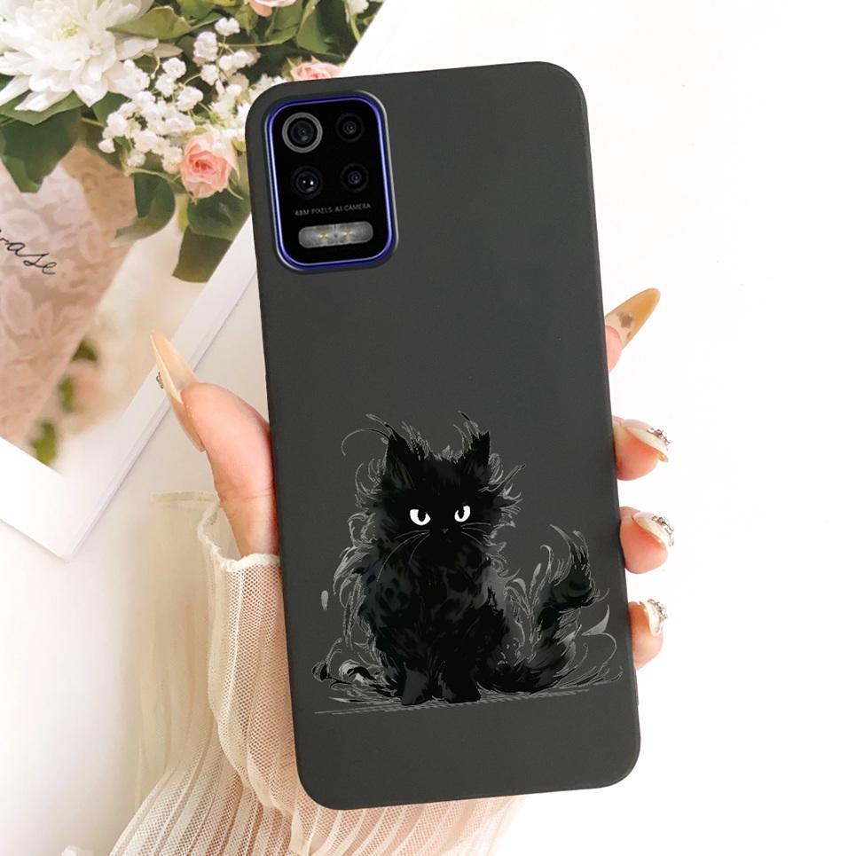 Dành Cho LG K52 Q52 / LG K61 Q61 2020 Ốp Điện Thoại Hoạt Hình Mèo Thời Trang Sang Trọng Hoa Bướm Vỏ Silicon Mềm Màu Đen