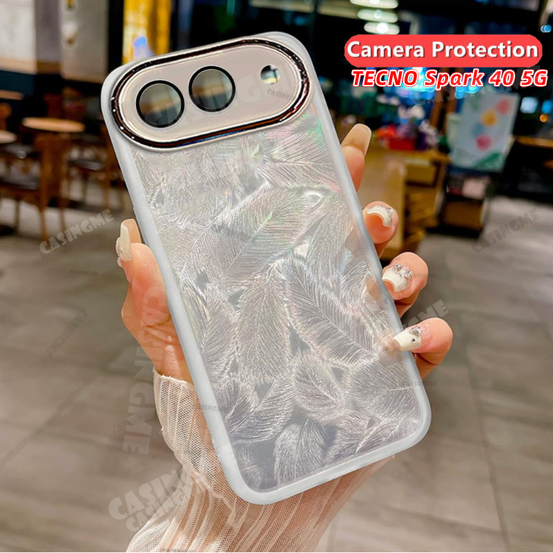 TECNO Spark 40 5G 2025 Vỏ mềm silicon họa tiết lông vũ lấp lánh cho TECNO Spark40 40Spark Spark 40 40C 40 C 4G 5G 2025 Vỏ điện thoại chống sốc Vỏ bảo vệ ống kính máy ảnh