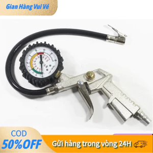 【24h】Đầu Vòi Bơm Ô Tô Xe Máy Đa Năng Có Đồng Hồ Đo Áp Suất Lốp, Chống Rò Rỉ, Kẹp Chắc Chắn
