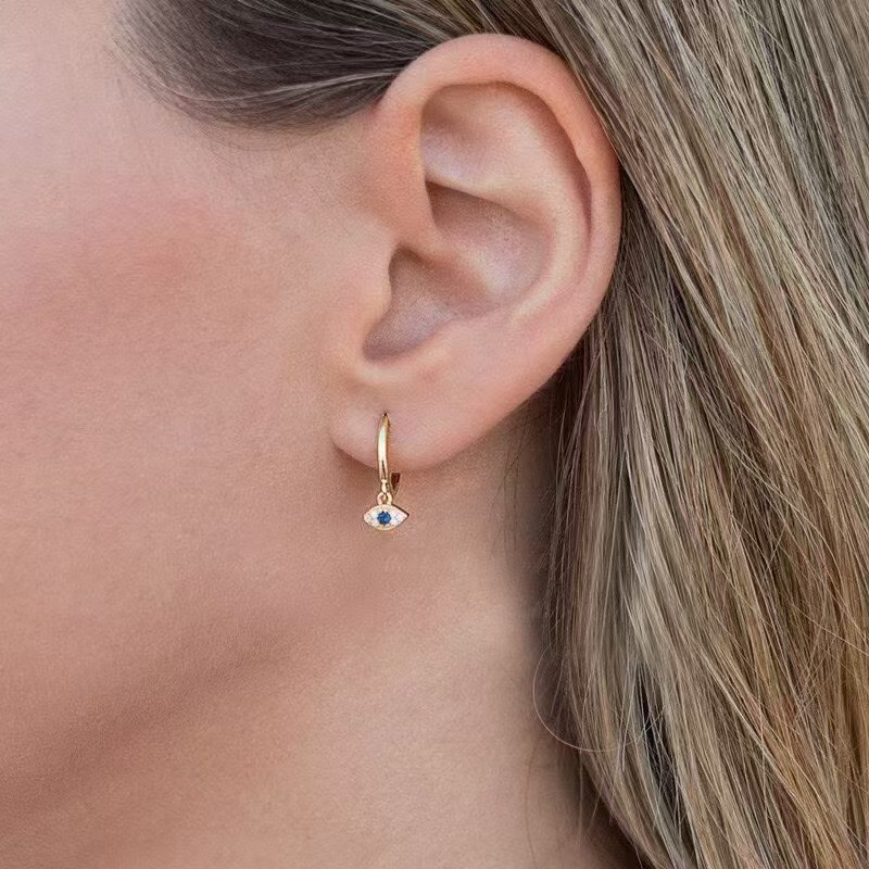 Bông tai mắt quỷ bạc S925 đơn giản dành cho nữ Bông tai Zircon cổ điển không gây dị ứng