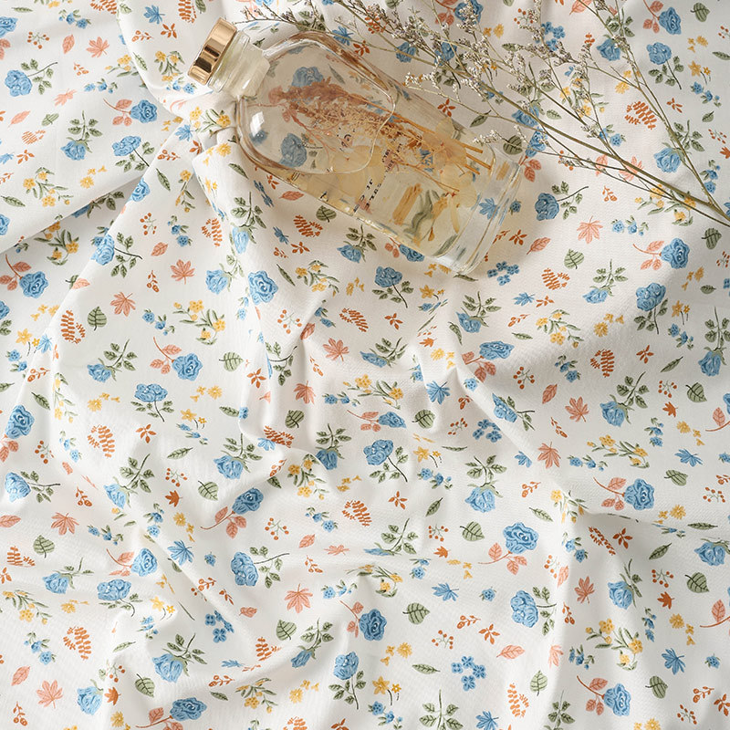 Vải cotton nguyên chất 50x160cm phong cách nông thôn in họa tiết hoa, phù hợp làm đồ handmade và may váy cho trẻ em