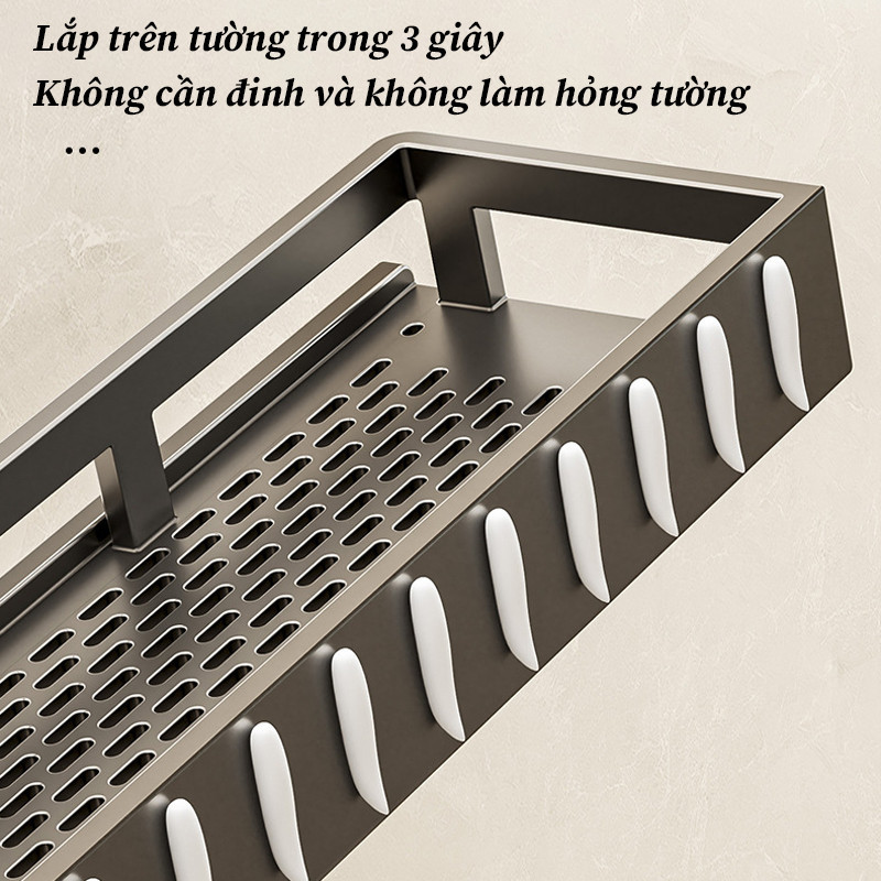 Kệ Đựng Đồ Nhà Tắm Treo Tường Không Cần Khoan, Nhôm vũ trụ dày hơn Chống Gỉ, Chịu Lực Tốt