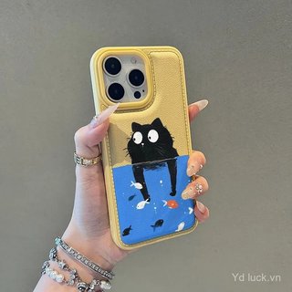 Kitten Heyu Đơn Giản Dễ Thương Vui Vẻ Mới Nhất Bán Chạy Túi Trống Da Hạt Bảo Vệ Thích Hợp Cho iPhone 17promax 15pro 13 14plus Chống Sốc 17air 14pro 16pro 15 13promax 17pro Ốp Điện Thoại Chống Sốc