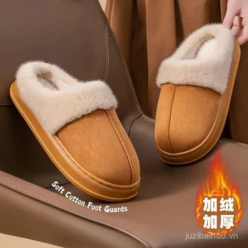 Dép Cotton Nam Dép Cotton Nữ Nhà Cotton Dép Nữ Lint Cotton Dép Nữ Dép Cotton Nam Ấm Áp Giày Confinement Giày Nữ Baotou Dép