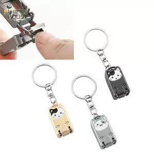 PlumHOUSE Mới Thép Không Gỉ Móng Tay Kim Loại Có Thể Gập Lại Sáng Tạo Mèo Con Móng Tay Viền Móng Tay Móc Khóa VN