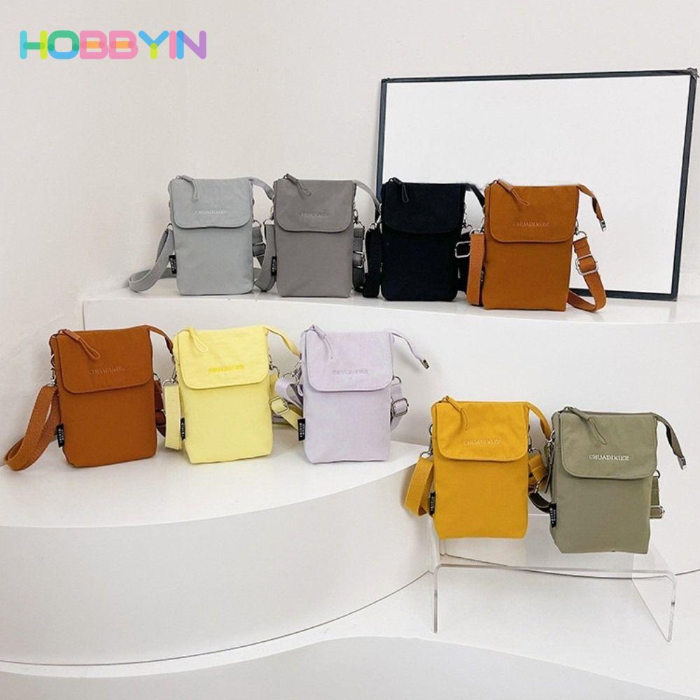 Túi đeo chéo HOBBYIN, Túi đựng điện thoại siêu nhẹ cỡ nhỏ, Dây đeo Nylon hợp thời trang có thể điều chỉnh Túi đeo vai màu trơn Unisex
