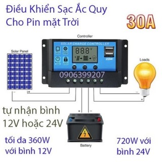 2025 Bộ điều khiển sạc pin năng lượng mặt trời PWM 10A 30A Solar Charge Controller