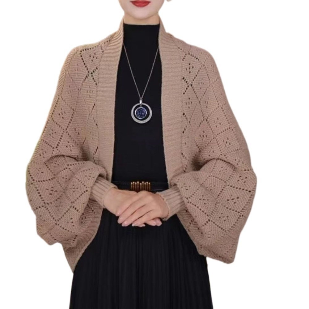 Áo len cardigan nữ cỡ lớn BRBRAA, thiết kế tay dơi quấn cổ, chất liệu mềm mại, phong cách Hàn Quốc