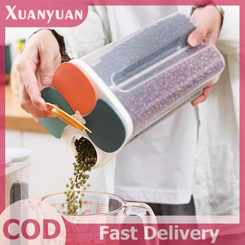 XUAN 1 Chiếc Bốn Hạt Và Ngũ Cốc Bảo Quản Trong Suốt Sắc Nét Đồ Dùng Nhà Bếp Chống Ẩm Ngăn Kín Nắp Mở Bình VN