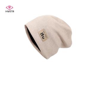 HWETR Thời Trang Chữ Dệt Kim Mũ Cotton Cho Nữ Màu Trơn Baggy Slouchy Beanie Hip Hop Thường Ngày Thu Đông Ấm Áp Mới