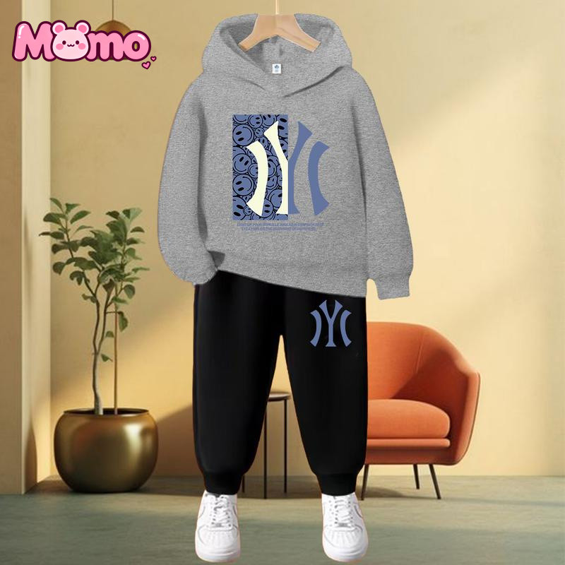 Áo Hoodie cổ tròn + Quần dài trẻ em in hình hoạt hình mềm mại thoáng khí Xu hướng thời trang bé trai / bé gái Cùng phong cách Bộ trẻ em