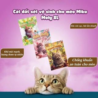 Cát vệ sinh cho mèo Miku Molly  8L vón cuc siêu tốt ít bụi hương thơm dễ chịu